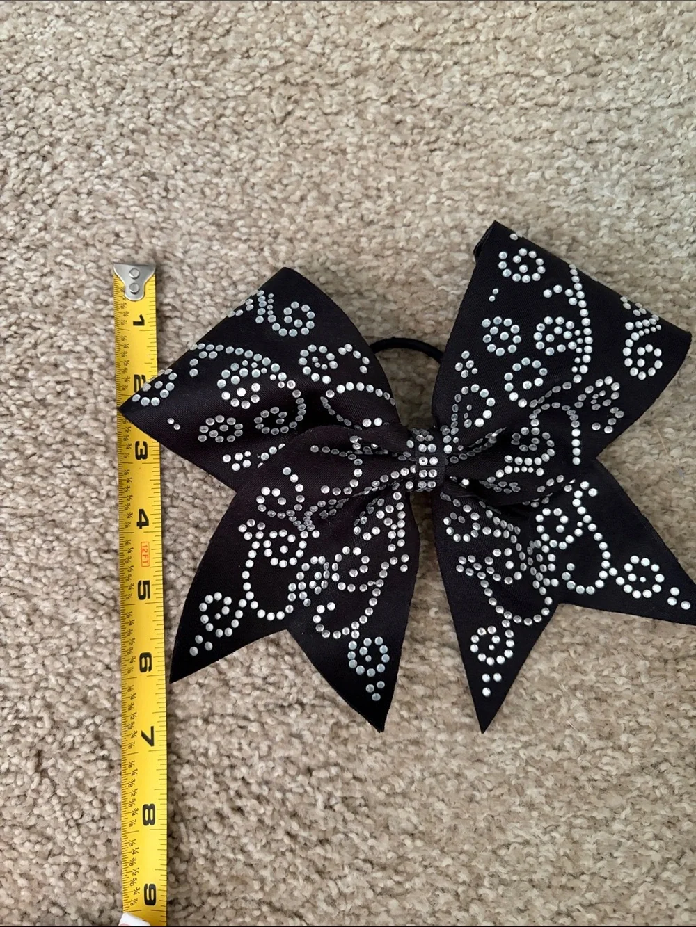 Black Rhinestone Swirl Hair Bow for Kids
